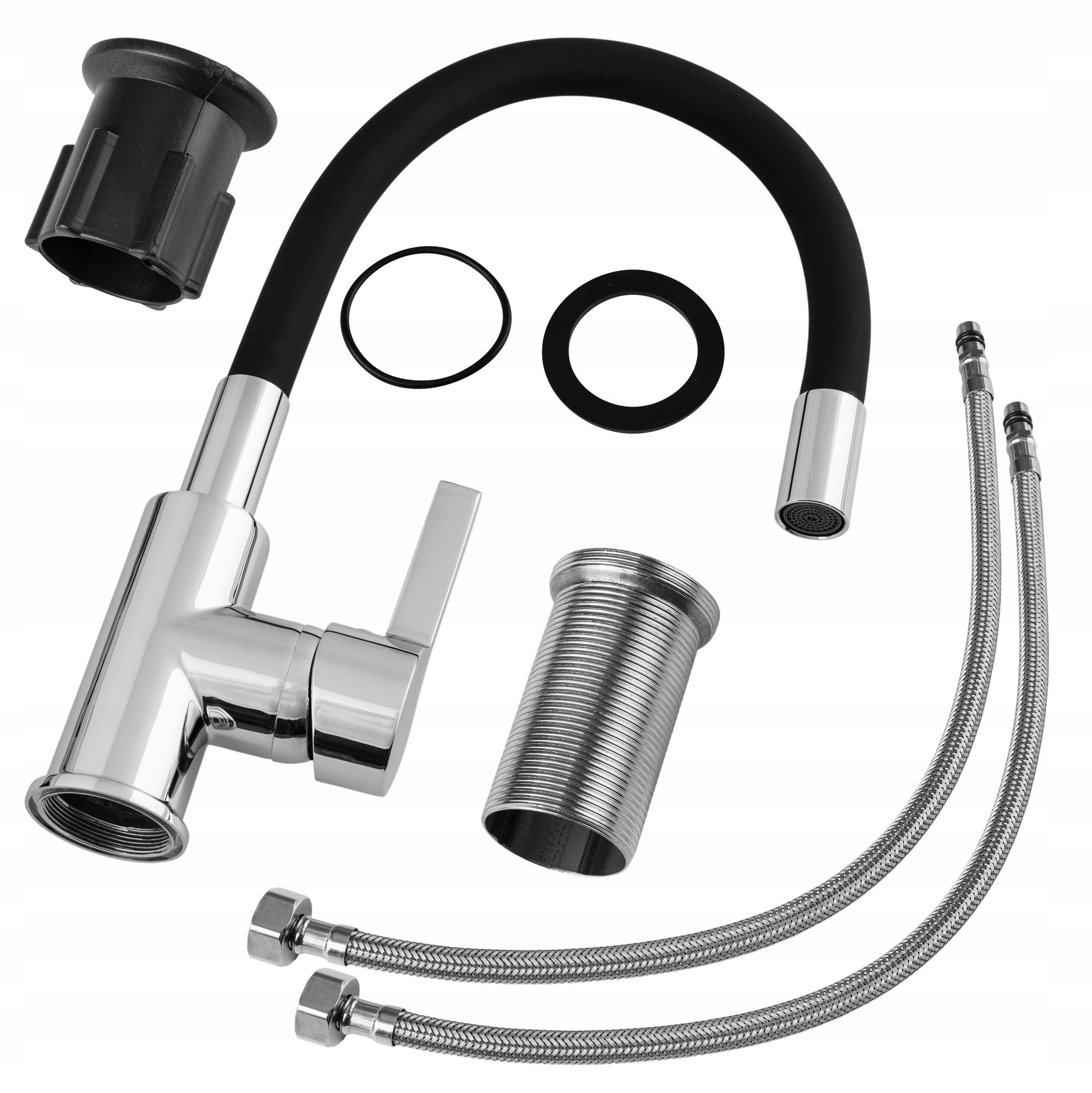 BATERIA KUCHENNA ZLEWOZMYWAKOWA ELASTYCZNA WYLEWKA FLEX RUCHOMA CHROM BLACK Kod producenta AQ1016