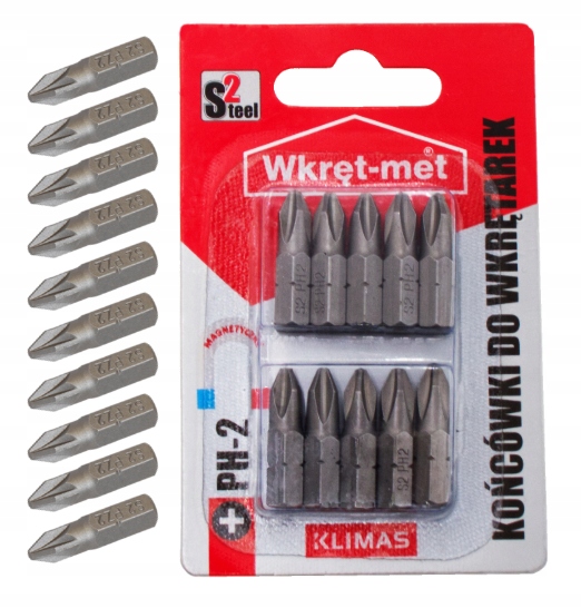 BITY KOŃCÓWKI DO WKRĘTARKI PH2 PHILIPS 25MM 10 SZT