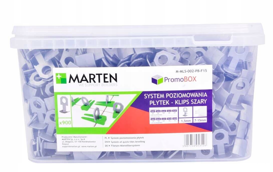 SZYBKI SYSTEM POZIOMOWANIA PŁYTEK 900 klipsów Marka Marten