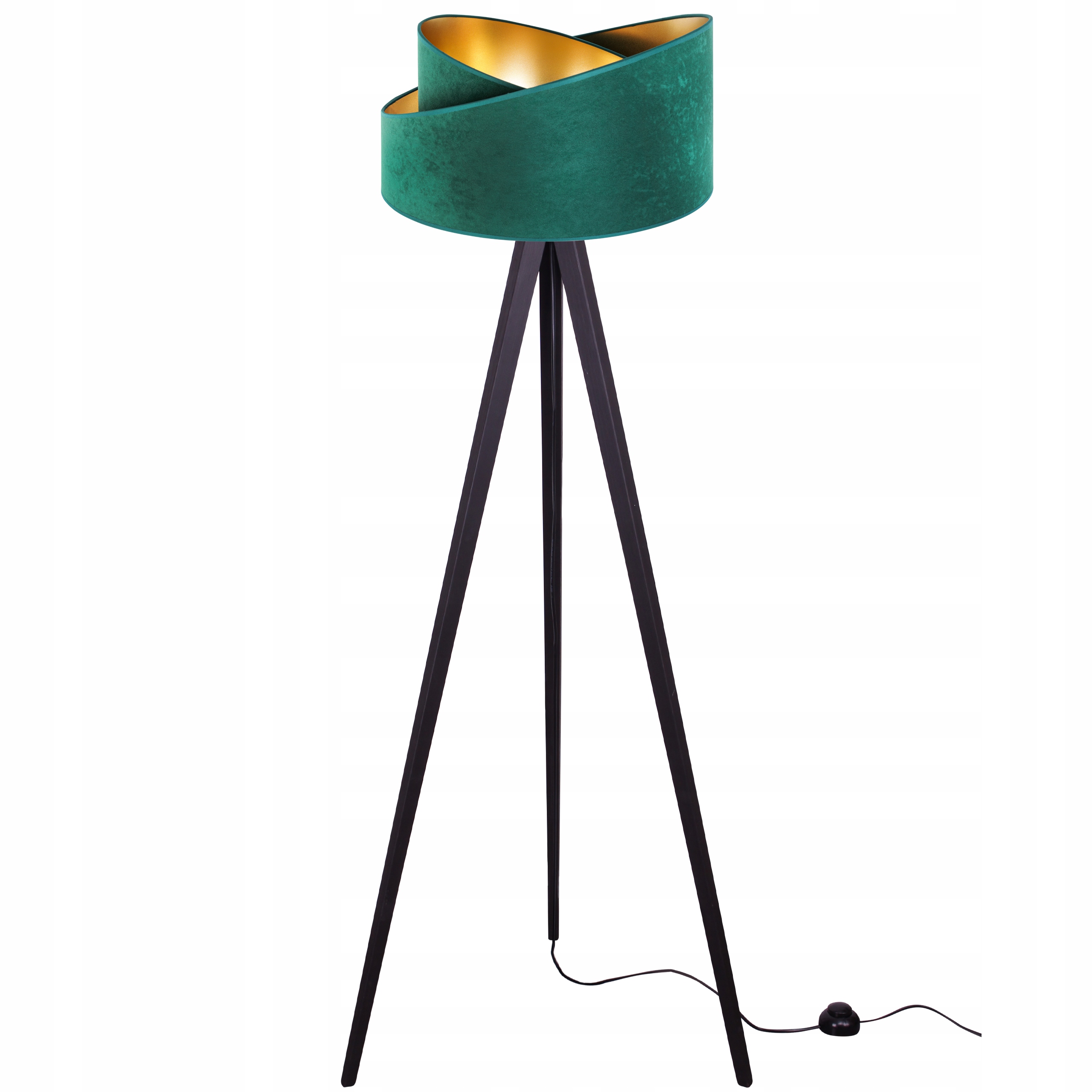 

Lampa Podłogowa Stojąca Trójnóg Złota Abażur