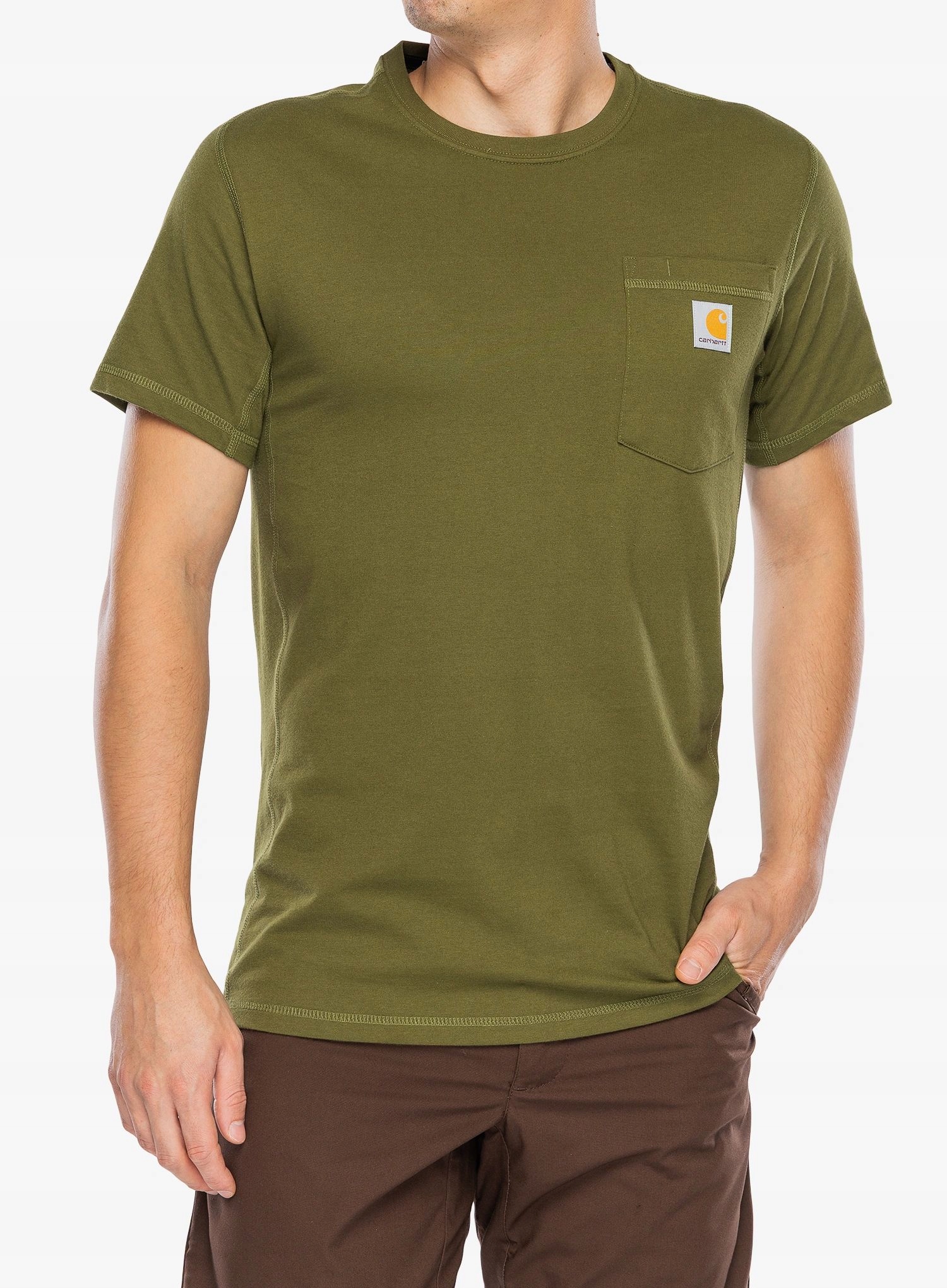 Bavlněné tričko Carhartt Force Pocket S/s T-Shirt bronzově zelená S