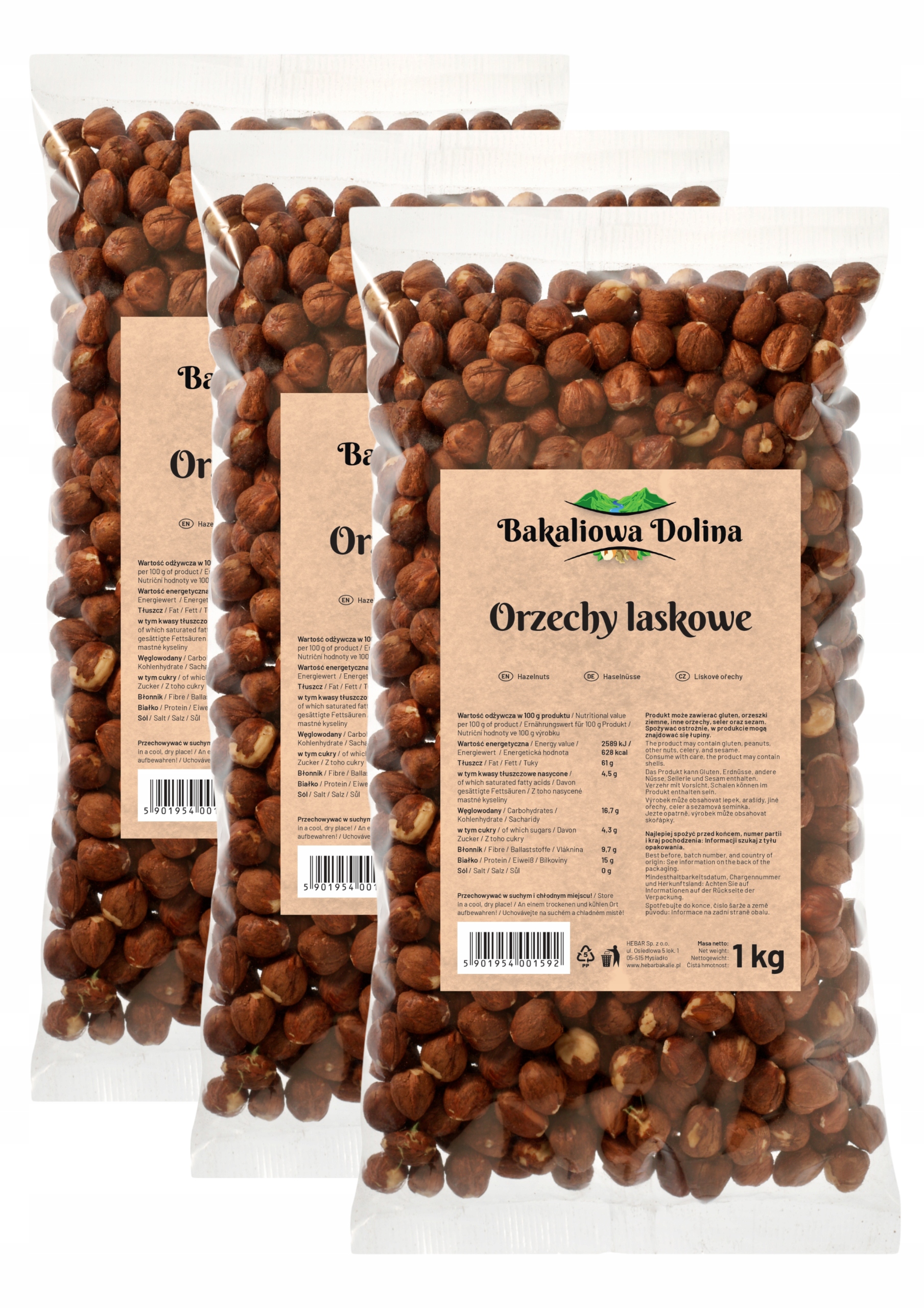 Levně Lískové Ořechy 3X1 Kg 3000 G Loupané Přírodní Lahodné Na Koláče Čerstvé Velké