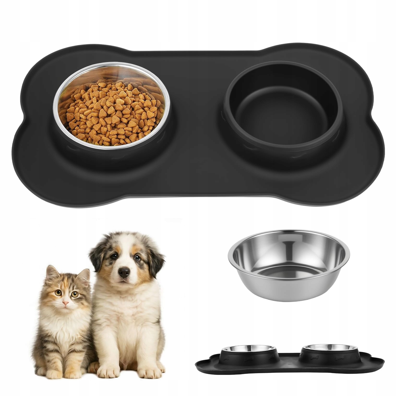 Liuliushun Sada misek pro psy a kočky Nerezová Ocel Protiskluzová