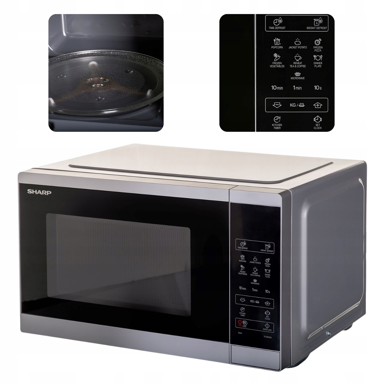 Kuchenka mikrofalowa wolnostojąca Sharp YC-MS252AE-S srebrna 900W 25L