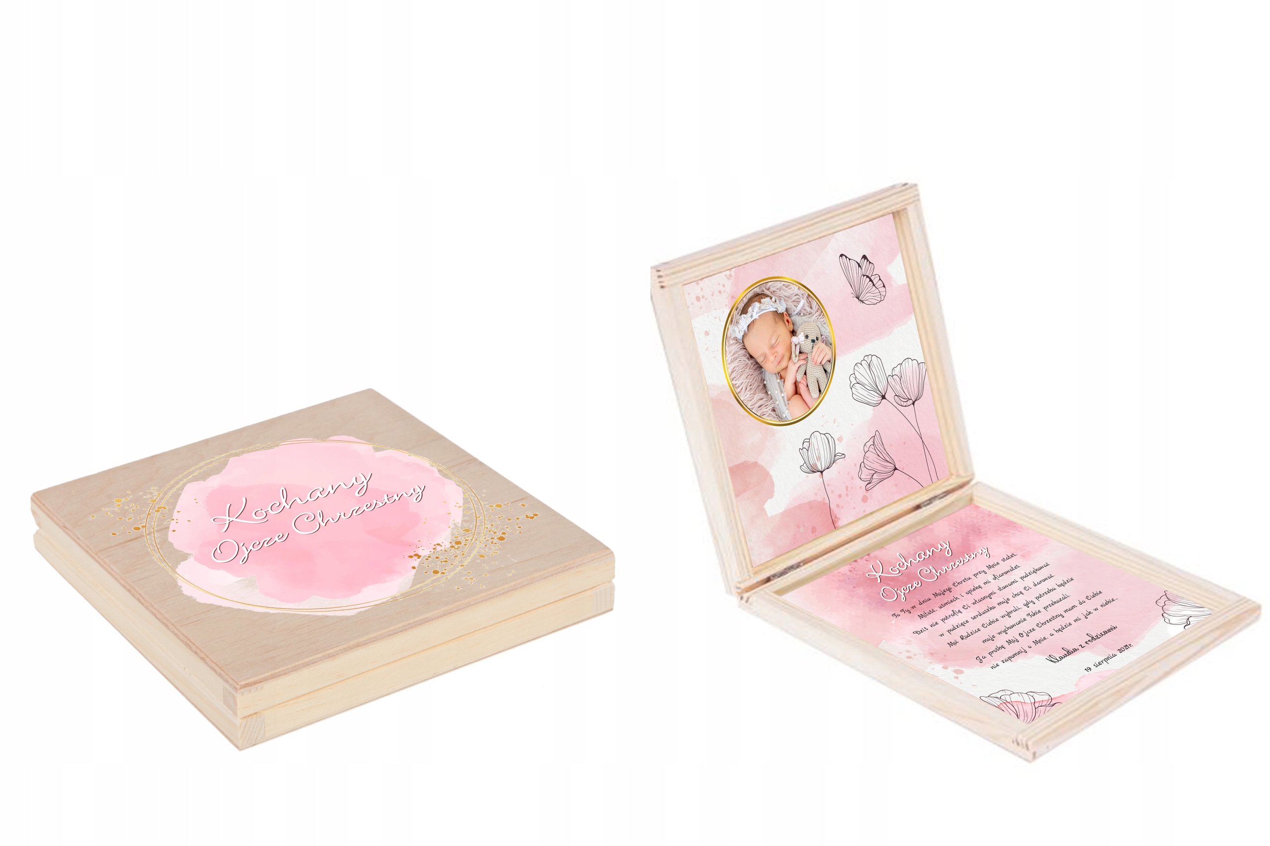 Podziękowanie Dla Chrzestnych Ze Zdjęciem dziecka Przeznaczenie dla rodziców chrzestnych