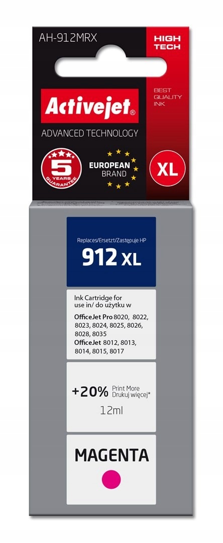 Activejet AH-912MRX Tusz (zamiennik Hp 912XL 3YL82AE Premium
