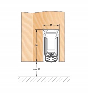 padací práh pro dveře Těsnění Dsd 1530 délka 834 mm