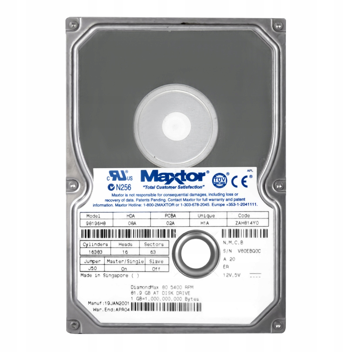 Maxtor DiamondMax 80 80 Gb 5.4K Ata 3.5'' 98196H8