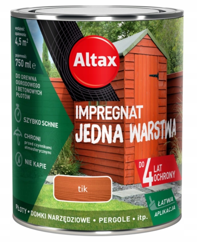 ALTAX IMPREGNAT DO DREWNA OGRODOWEGO TIK 0,75L JEDNA WARSTWA