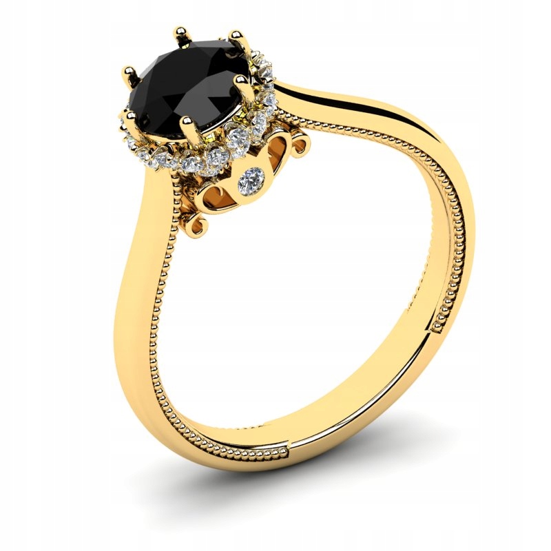 

Pierścionek Złoty Królewski Z Czarną Cyrkonią