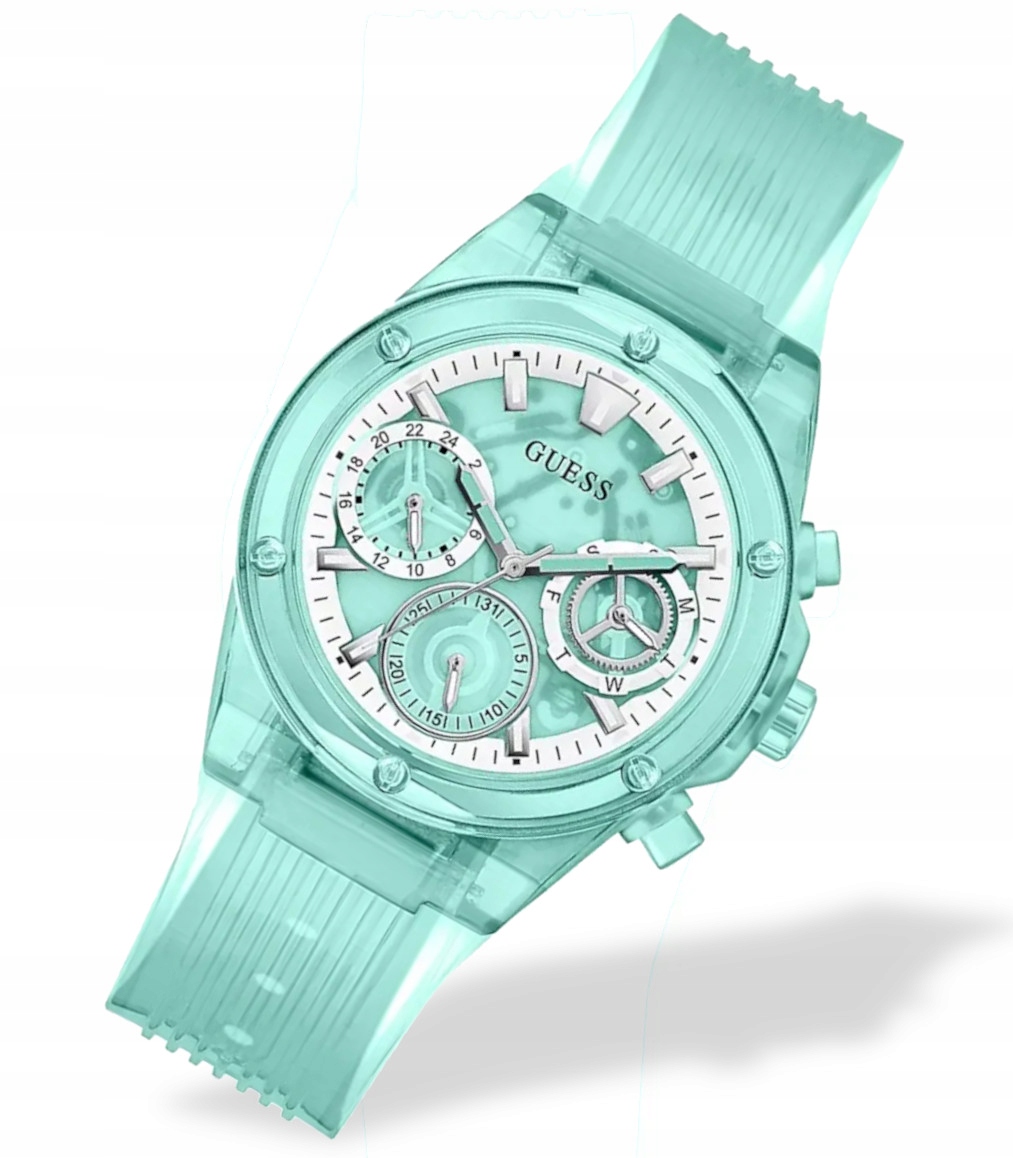 Dámské zelené hodinky na řemínku Guess GW0438L1 Multidata Gravírování Bonus