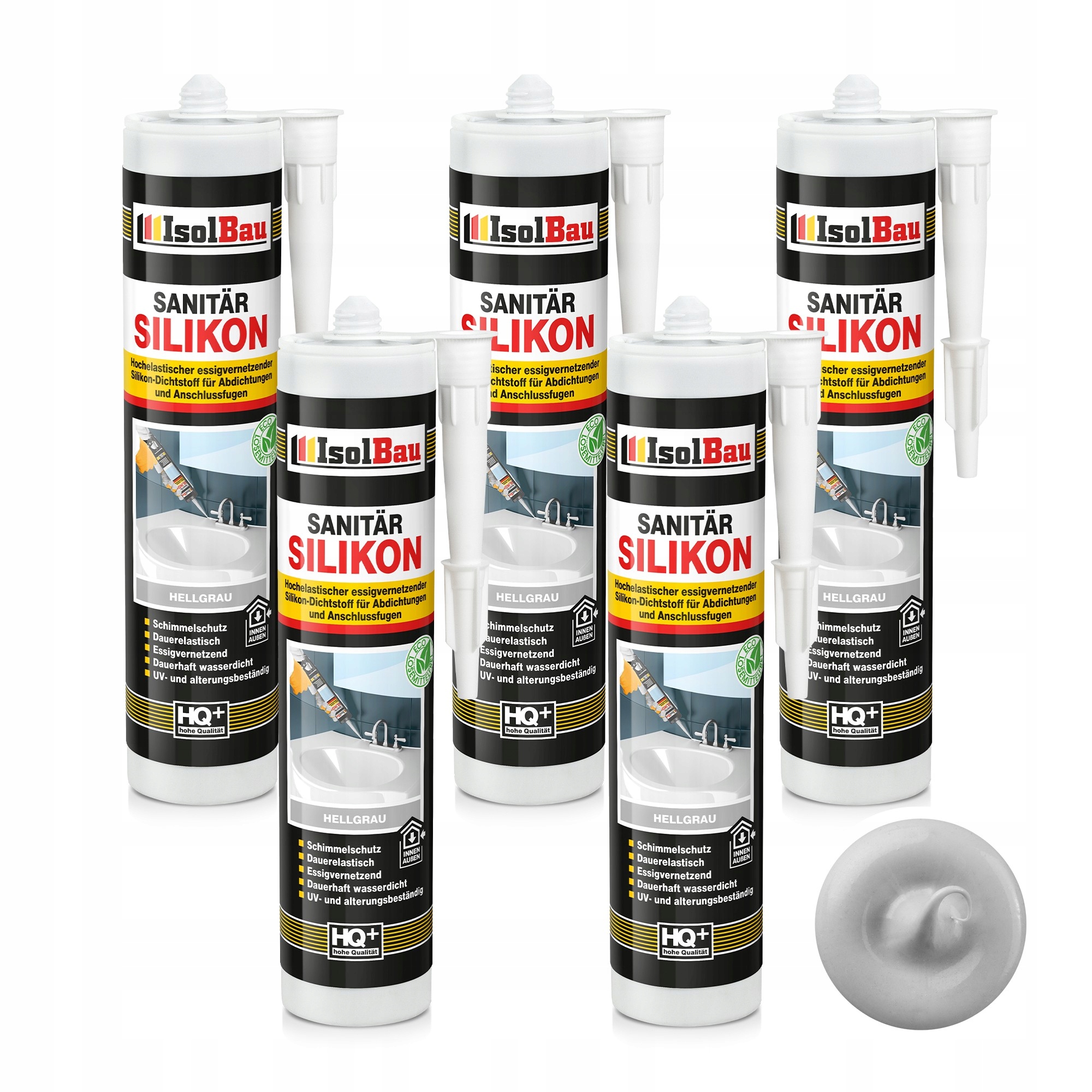 Silikonový tmel na spáry, světle šedý, 5 x 300 ml, koupelna, mělká vana
