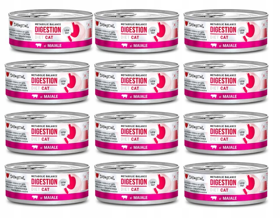 Levně Disugual Krmivo Vlhké Veterinární Kočka Digestion Low Fat Vepřové 12x85g