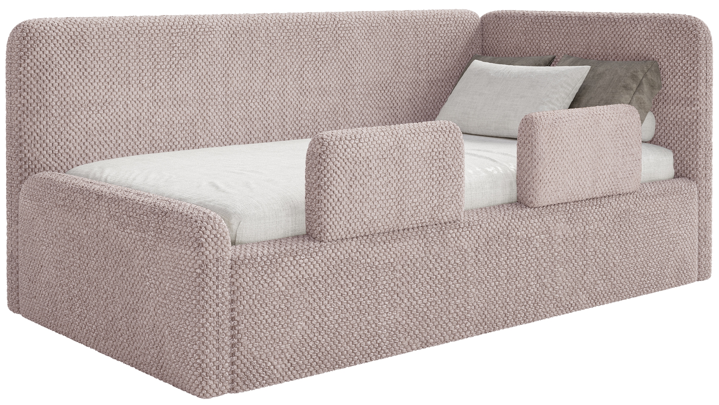Postel pro mláděž 90x200 cm Fanklo pudrová růžová plyšová matrace s pravými zábranami