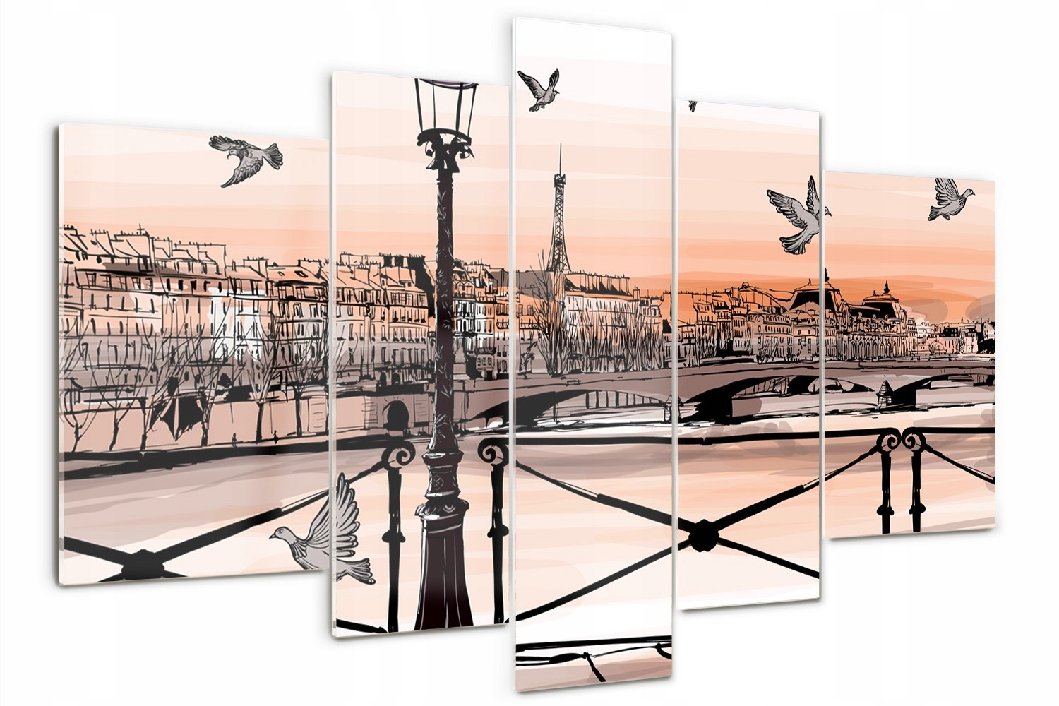 Obraz sklo triptych do obývacího pokoje Soumrak v Paříži