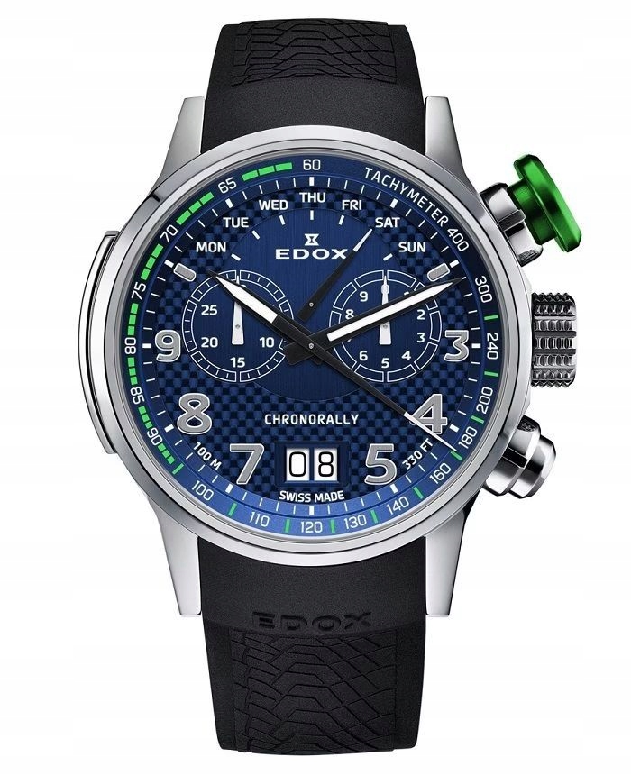 Edox Chronorally Titanium 38001-TINV-BUV3 48mm 10ATM Hodinky s titanovým pouzdrem a velkým tlačítkem