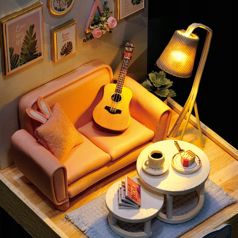 Miniaturowy domek Popołudnie z gitarą Model 3D DIY Marka Habarri