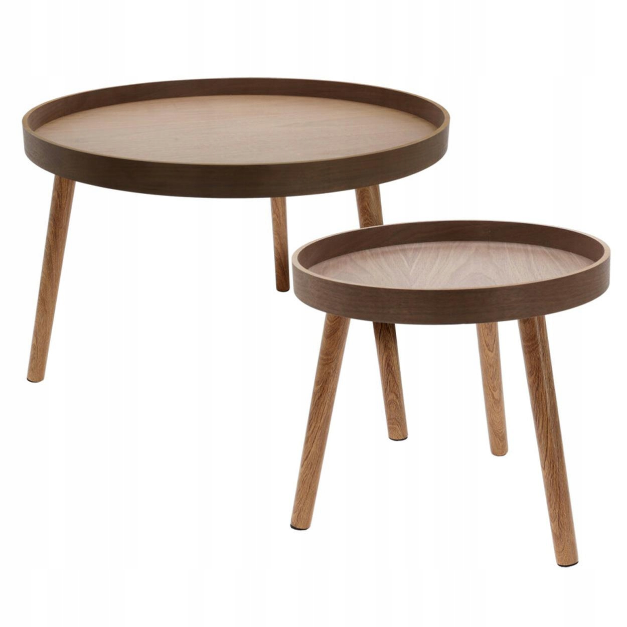 Sada 2 hnědých bočních stolků Do Pokoje Dvojitý Konferenční Stolek