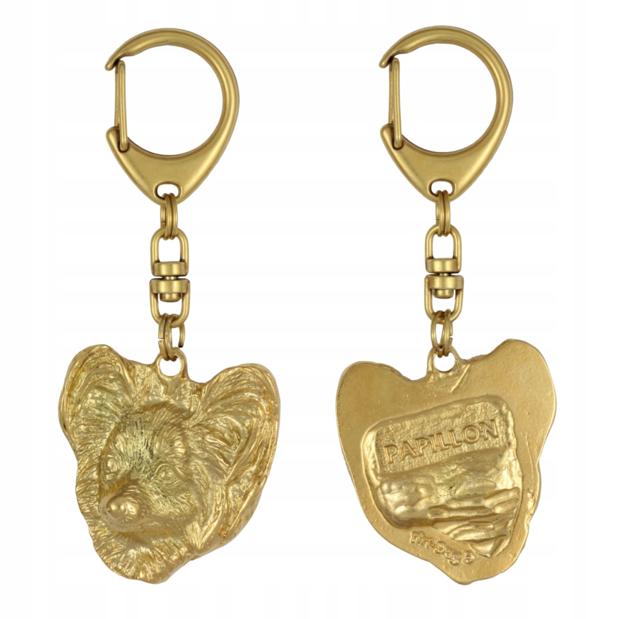 Papillon, Kontinentální španěl – pozlacený přívěsek na klíče na klíče se psem, ozdoba