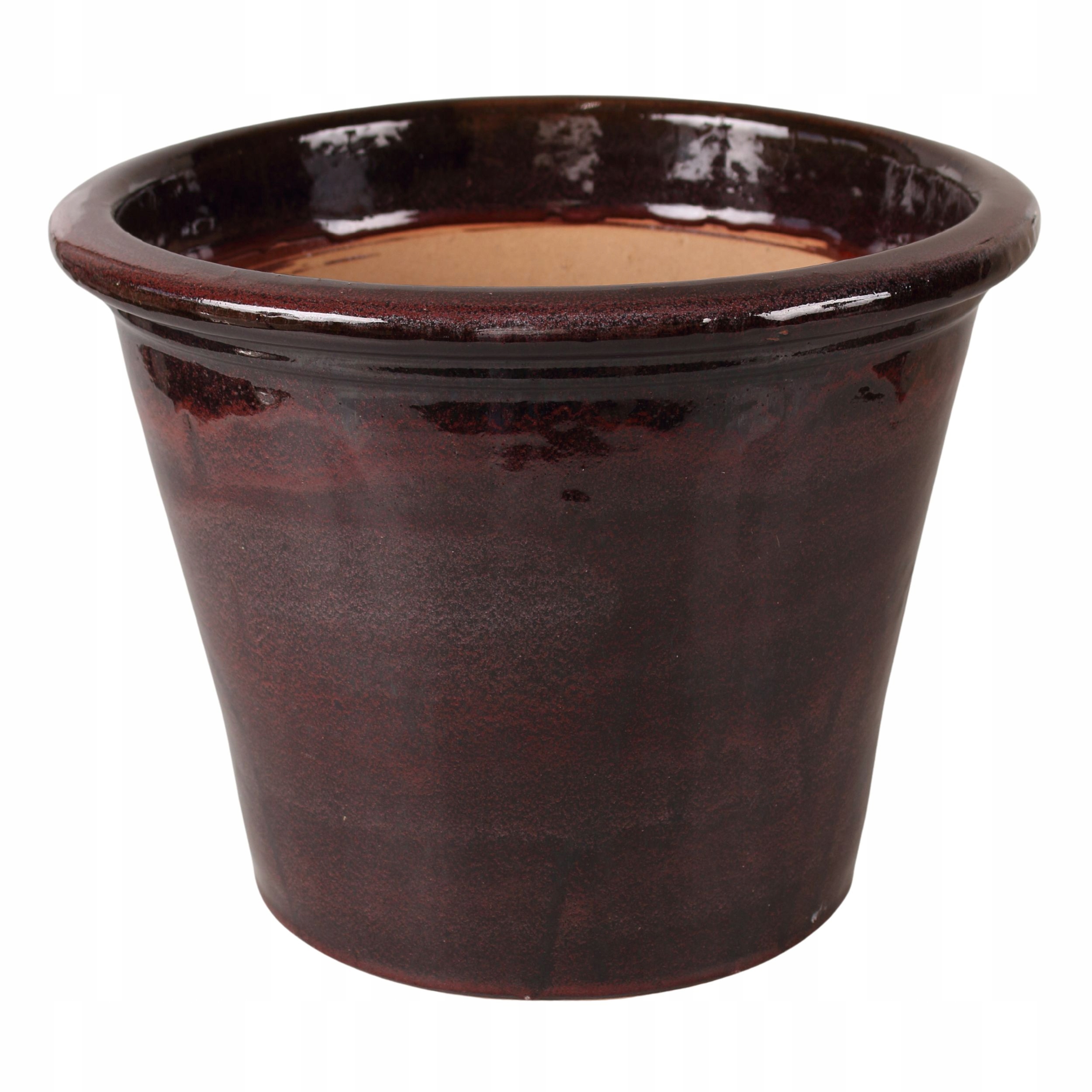 Donica Szkliwiona Ceramiczna Mrozoodporna Duża Ogrodowa Brązowa 27x35 cm