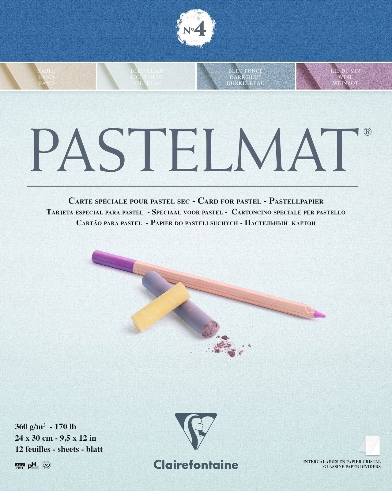Clairefontaine Pastelmat č. 4 bloky na pastely 24x30 cm 360 gsm 12 listů, 4 kusy