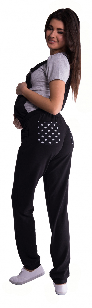 Be MaaMaa Těhotenské teplákové zahradníky černé