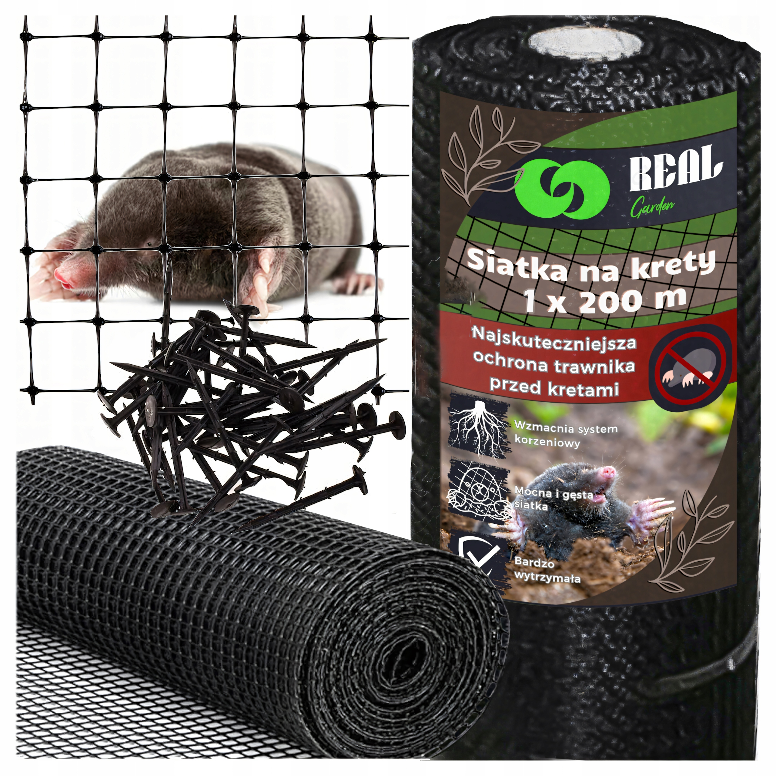 Siatka Real Garden 100 m polipropylenowa 30 g/m² przeciw kretom