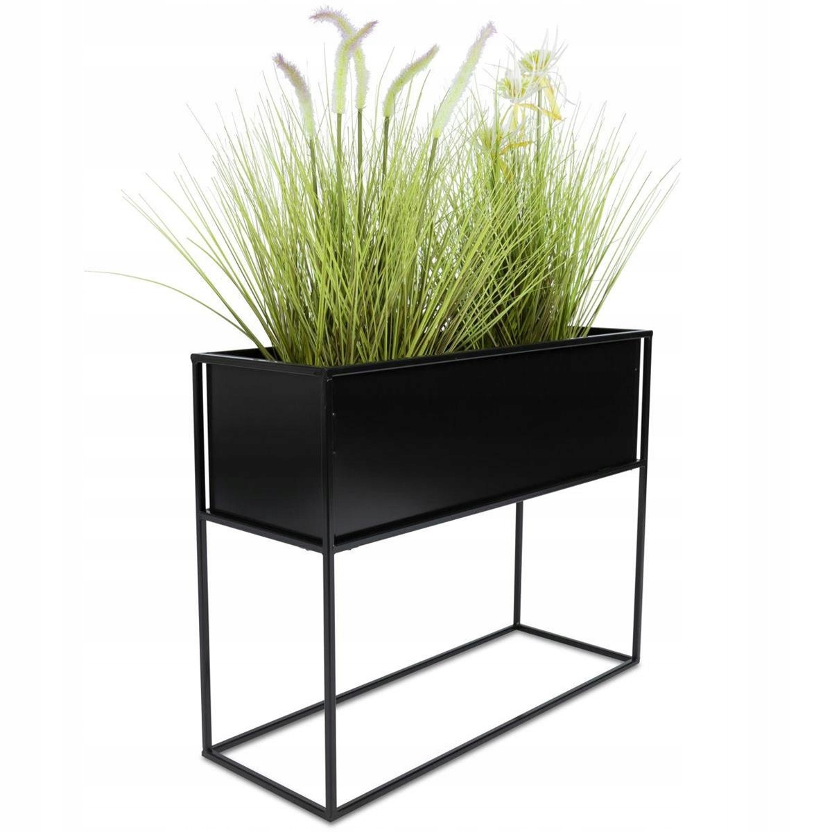 Stojan na kvety truhlica čierna 50 cm moderný