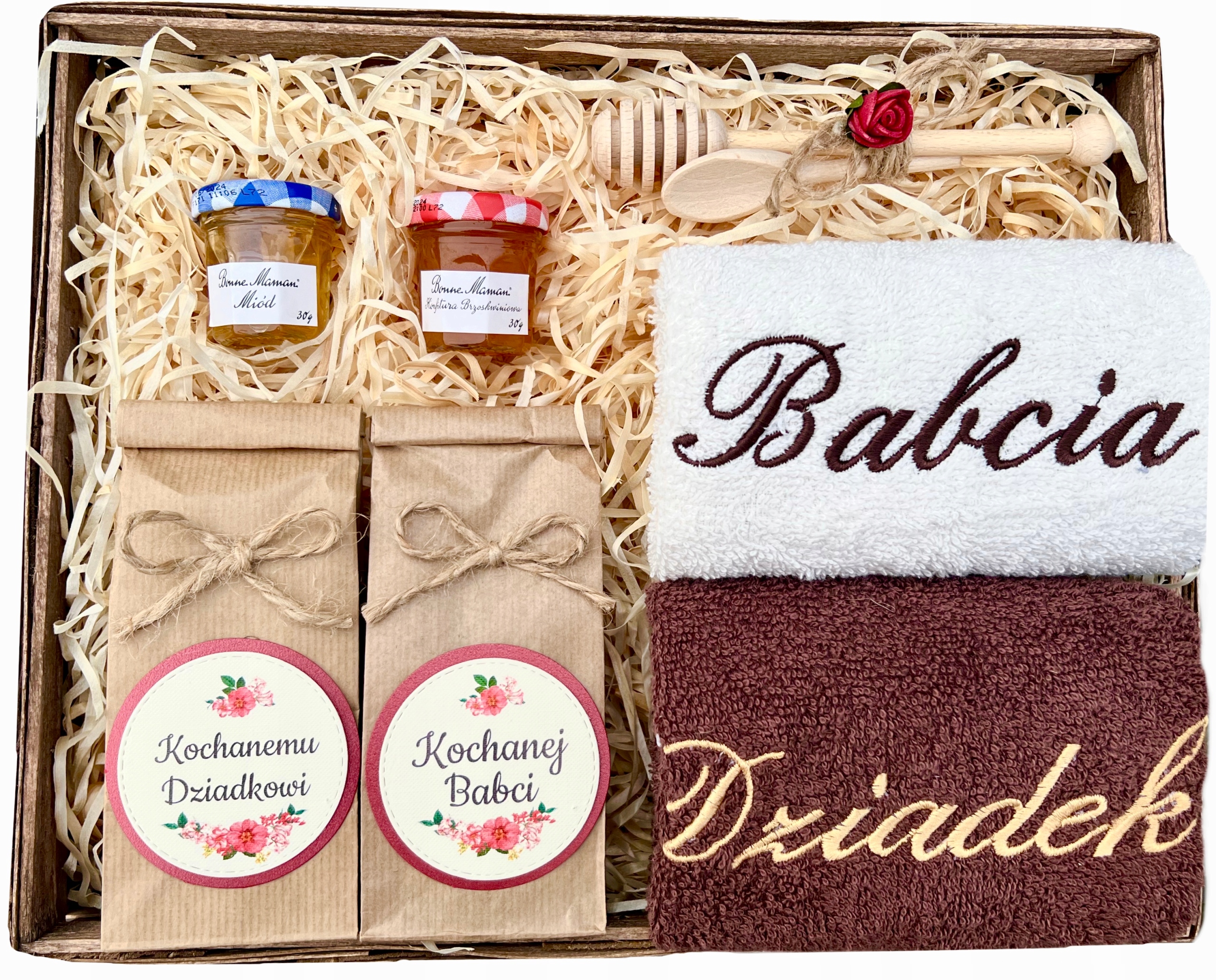 na Dzień dla Babci i Dziadka Zestaw Prezentowy Kosz Kubek Herbata