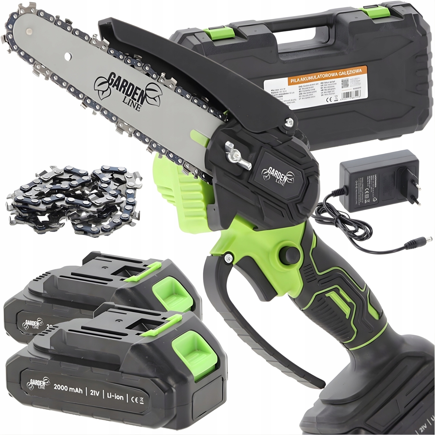 Mini Piła Łańcuchowa Akumulatorowa do gałęzi Gałęziówka 2xAKU Cały Zestaw