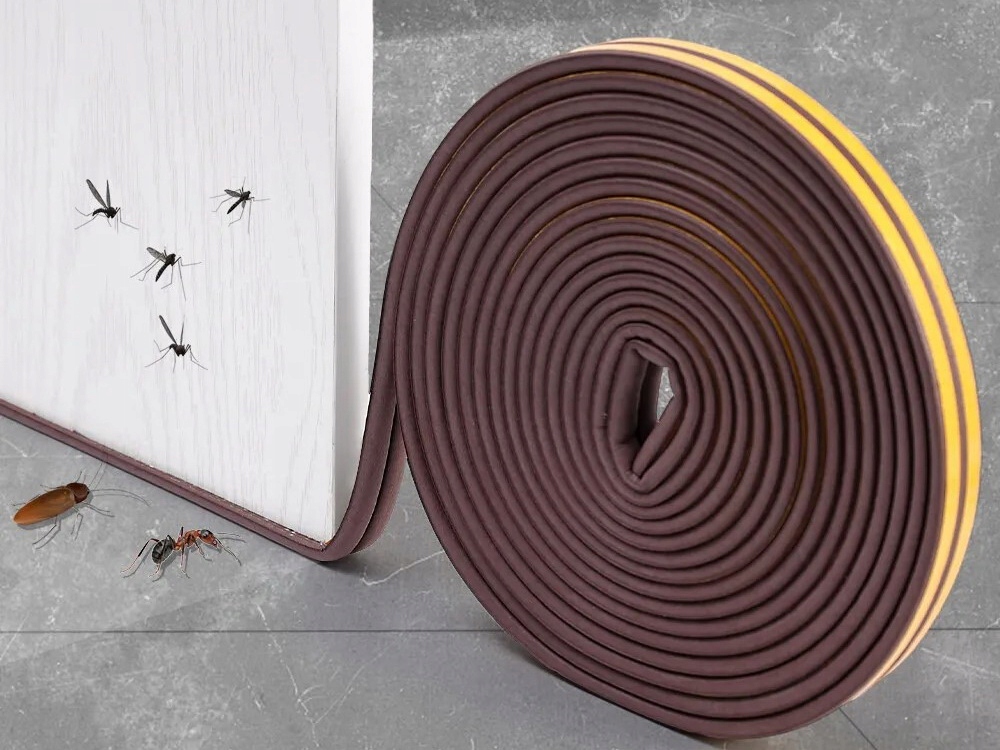 USZCZELKA SAMOPRZYLEPNA WYCISZAJĄCA DO DRZWI OKIEN 9mm*2mm*5m typ I BRĄZ Grubość 2 mm