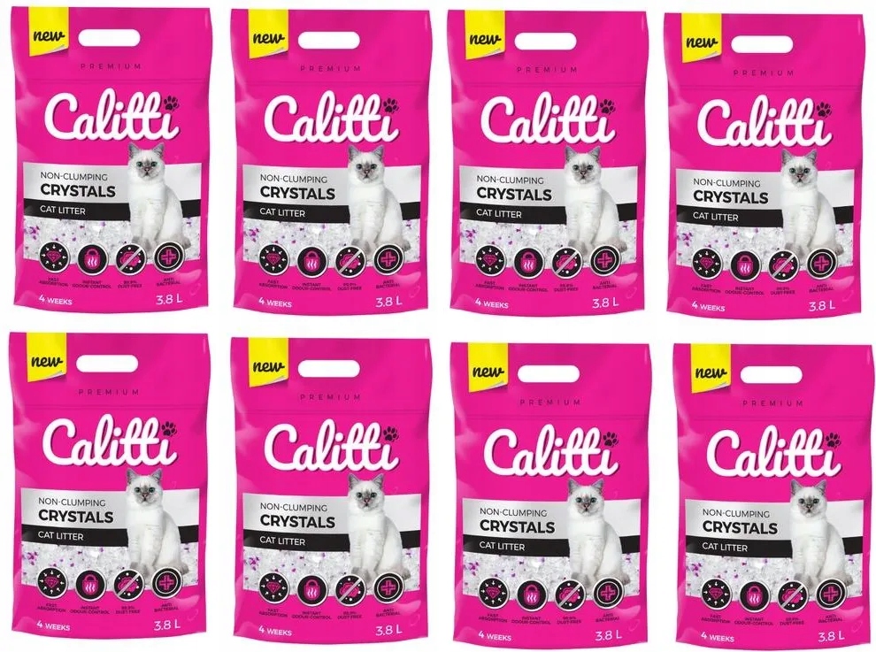 Calitti Crystals Silikonowy żwirek dla kota Bezpyłowy 8x3,8L zestaw