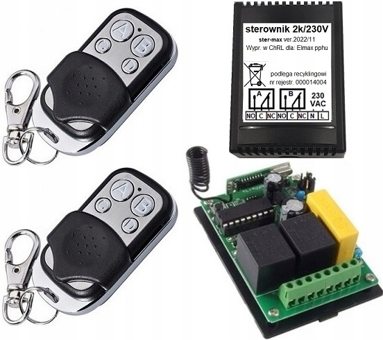 2k/230V zdalne sterowanie 2 piloty włącznik oświetlenia sterownik 433,92MHz