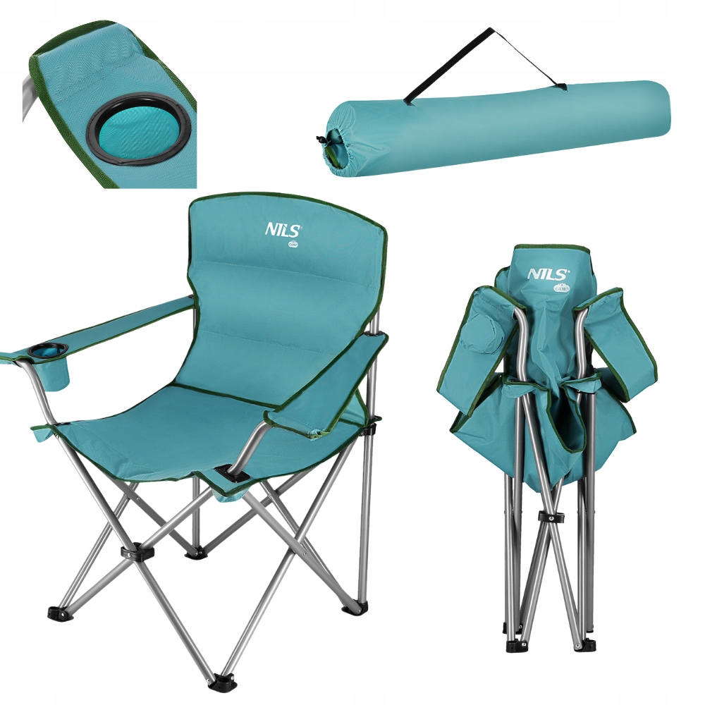Krzesełko Wędkarskie Fotel Rybacki Składany Turystyczny Z Oparciem Nils