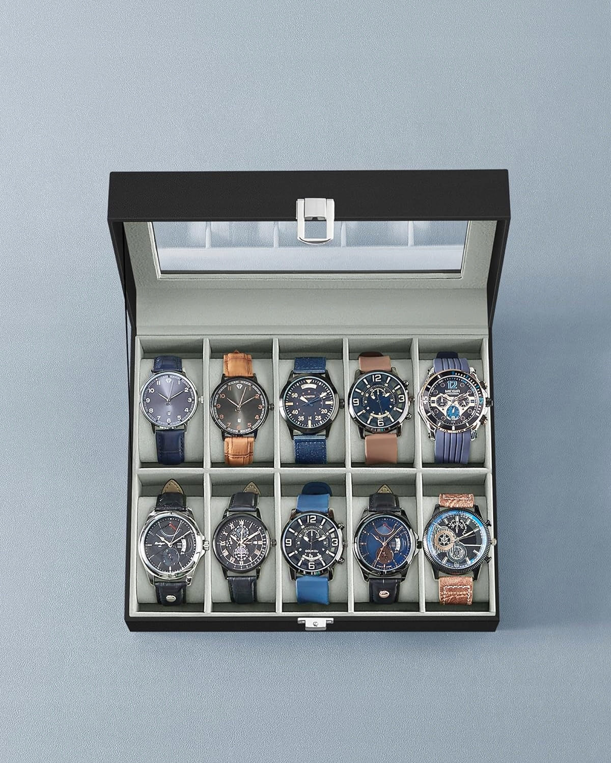 Organizer Pudełko Etui Na Zegarki Na 10 Zegarków Kolor dodatkowy szary