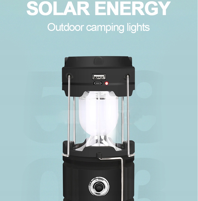SOLARNA LAMPA WIELOFUNKCYJNA USB LED AKUMULATOROWA survival kemping Marka bez marki