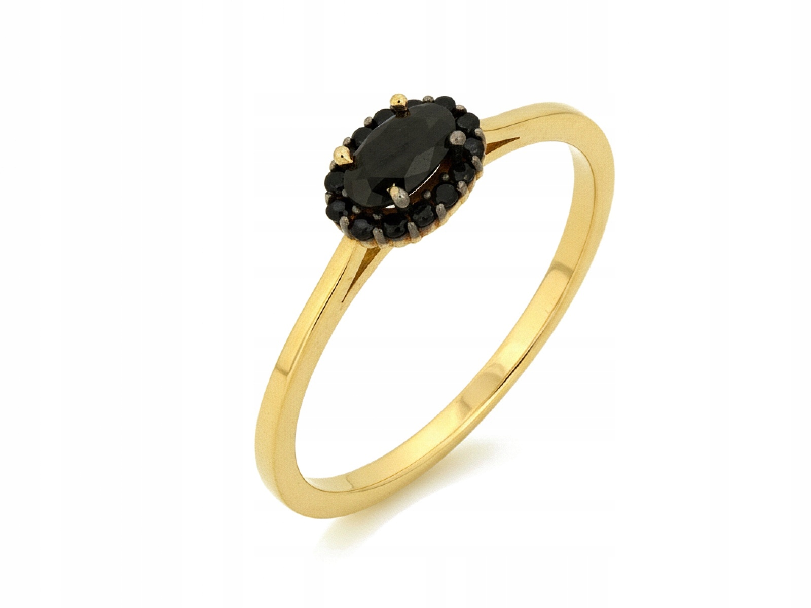 Zlatý prstýnek Oválná markýza 585 Černé kameny 18r jako dárek 1.42 g