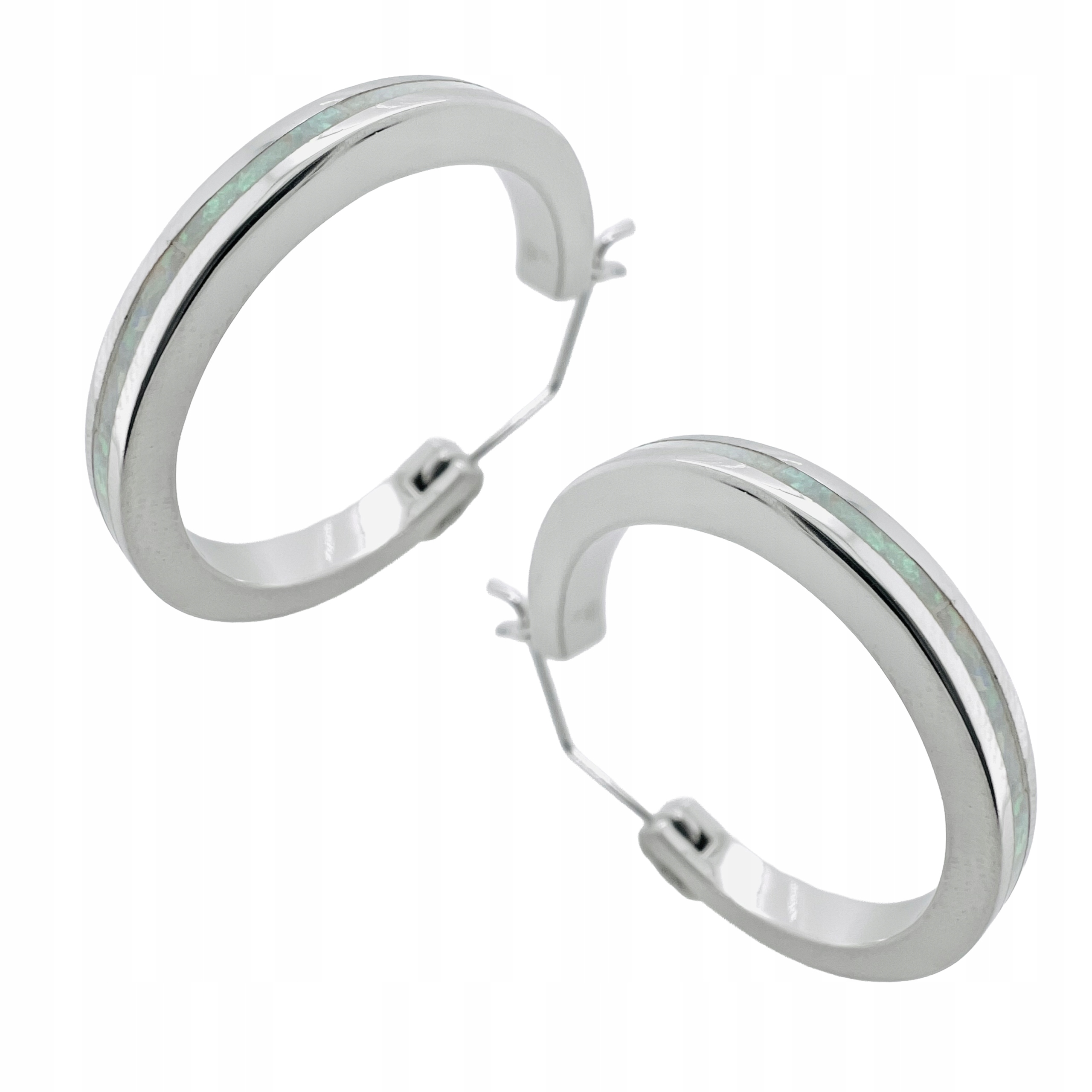 Stříbrné Náušnice S Opálovými Kroužky Náušnice S Rhodiovaným Zapínáním Stříbro O Ryzosti 925