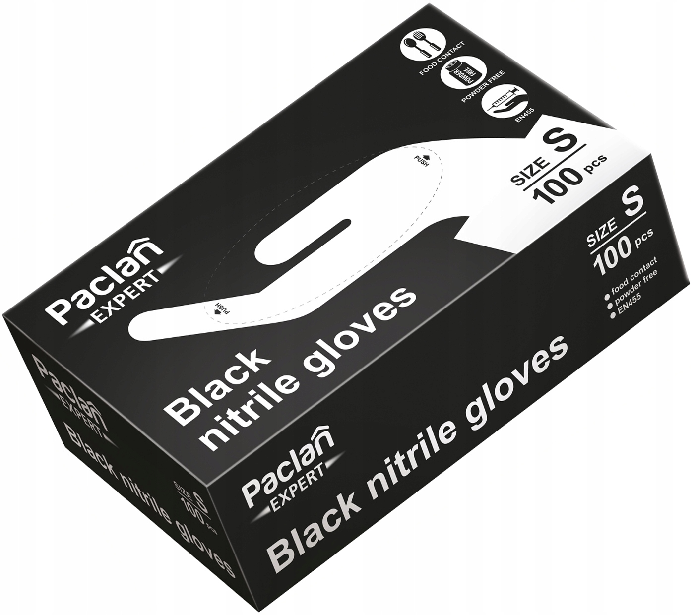 Rękawiczki Nitrylowe Ochronne Czarne Paclan Rozmiar S 100 szt Do Sprzątania