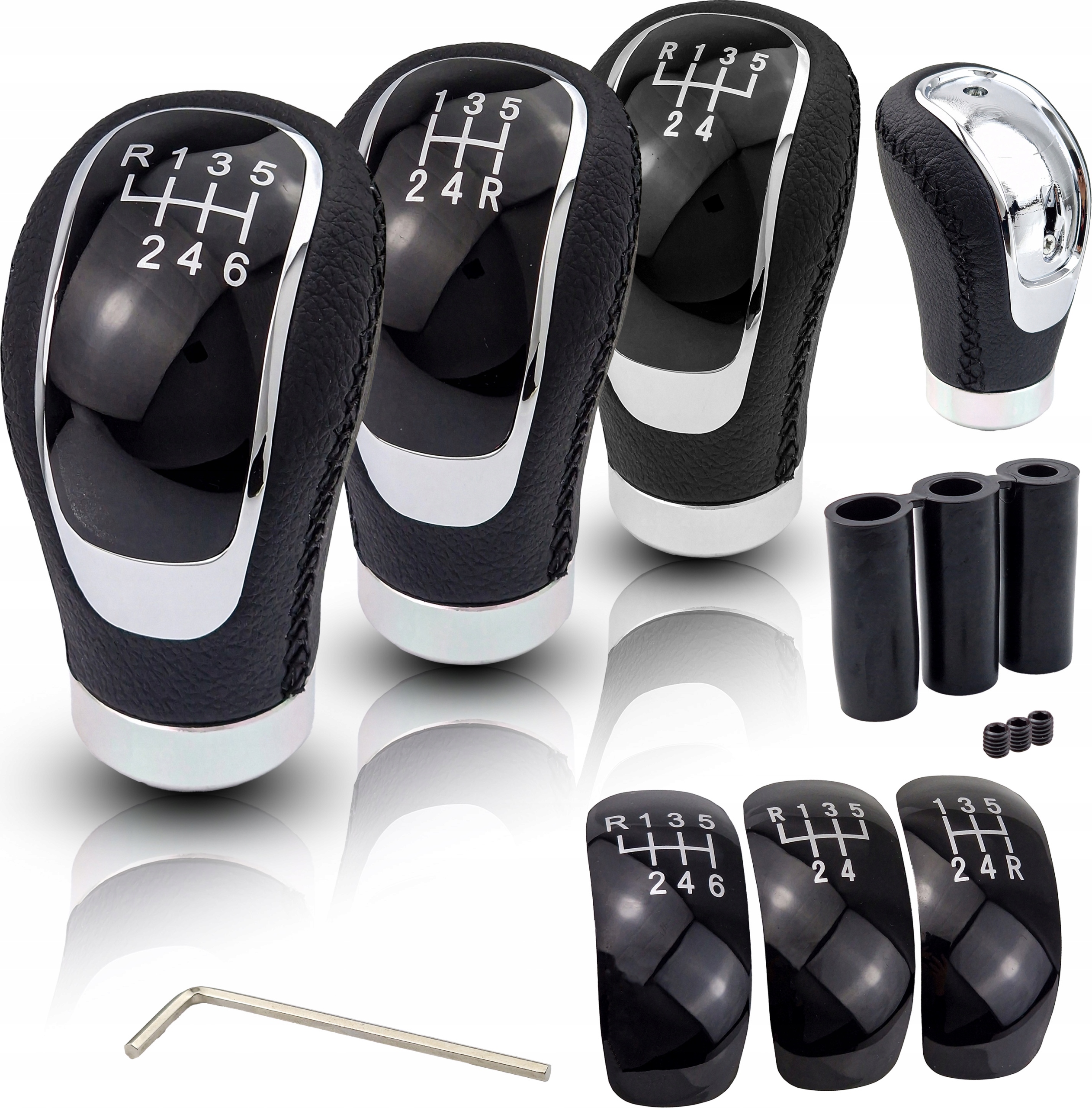 UNIWERSALNA GAŁKA ZMIANY BIEGÓW RÓZNE NAKŁADKI DLA WIELU AUT TUNING SKÓRA