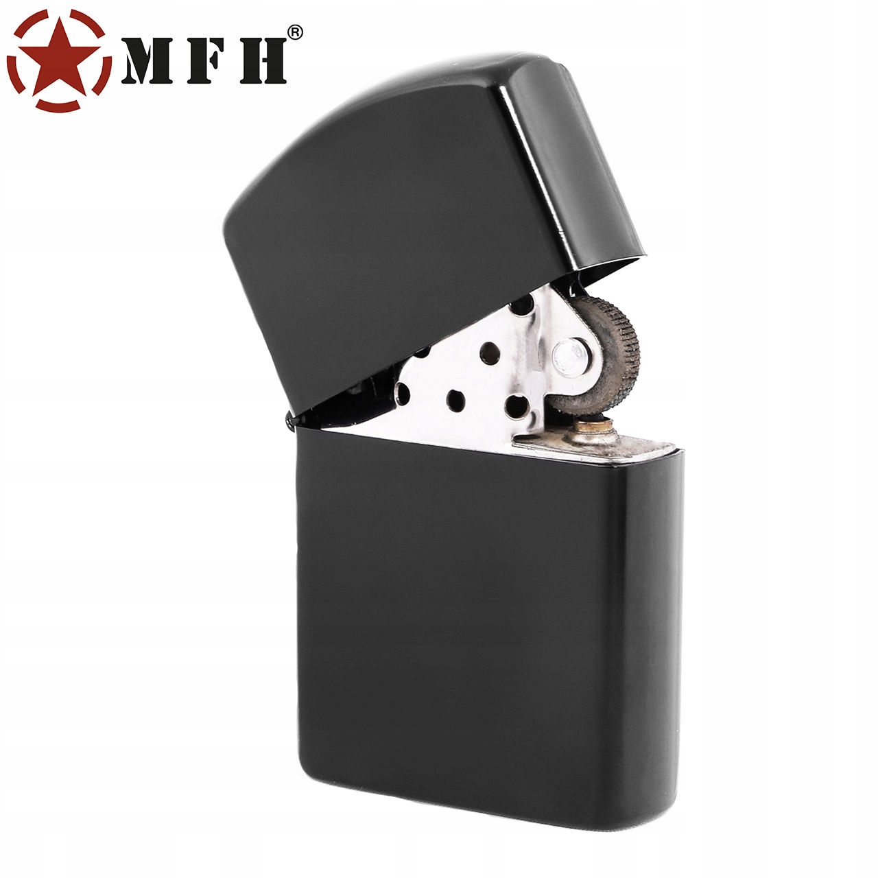 ZAPALNICZKA BENZYNOWA MFH KLASYCZNA STALOWA CZARNA Wysokość 5.5 cm