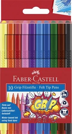 Fixy &quot;Grip&quot;, 10 farieb, trojhranné, FABER-CASTELL