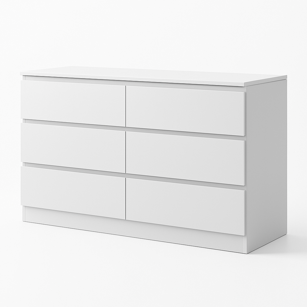 Komoda Szafka Biała 6 Szuflad Mat 156cm 6s Salon Stern T-6 Meble-Craft