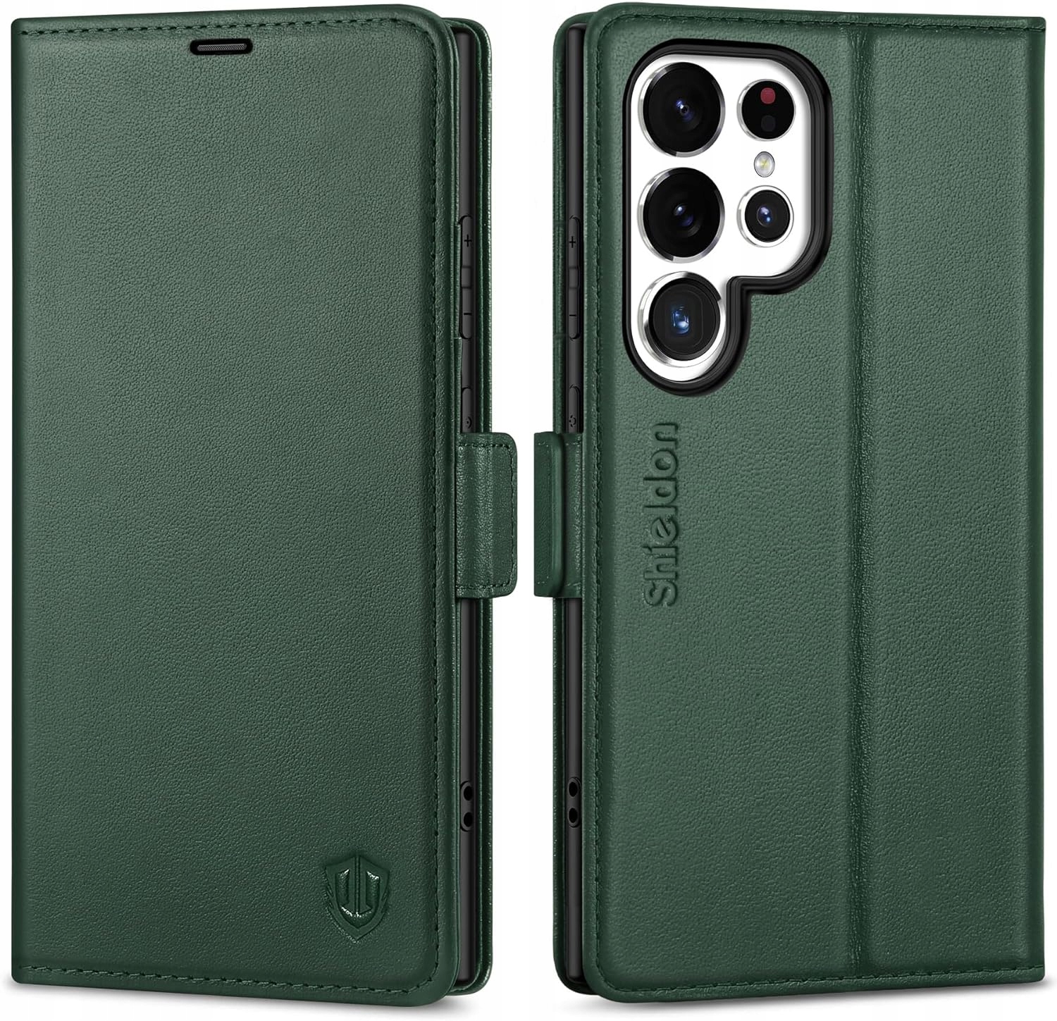 Etui z klapką Portfel Skóra Shieldon do Samsung Galaxy S24 Ultra zielony