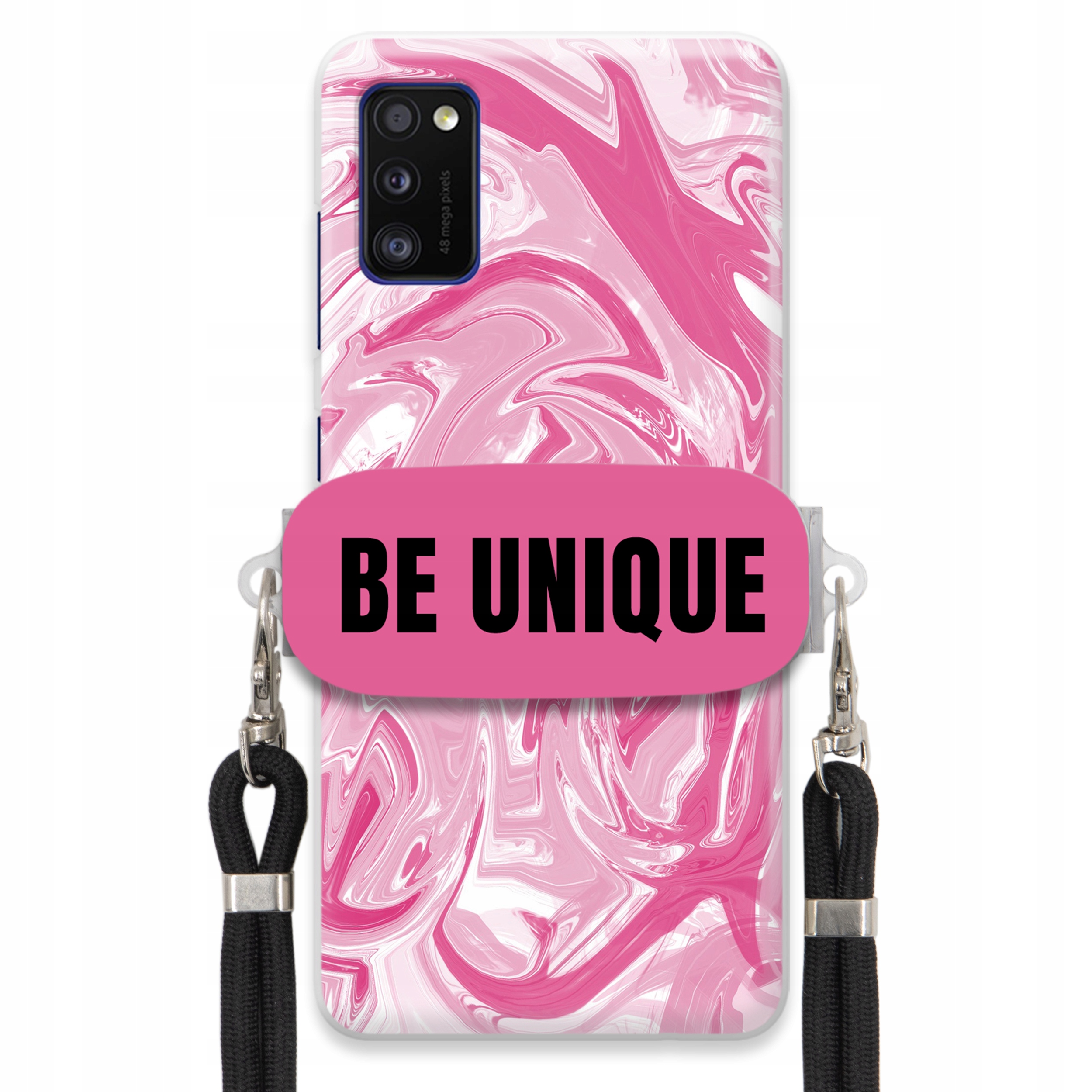 Puzdro pre Samsung A41 Case držiak šnúrka Čierna Ružová Mramor Be Unique