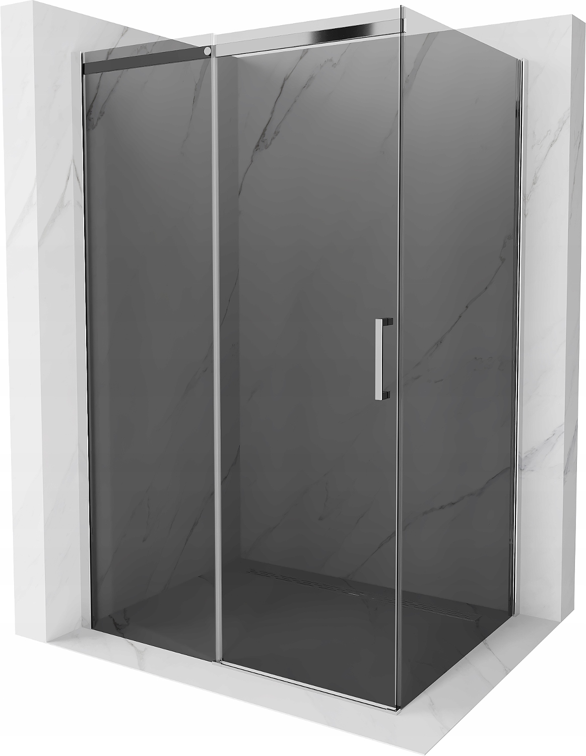 Kabina prysznicowa 150x100 narożna Mexen Omega drzwi przesuwne grafit chrom