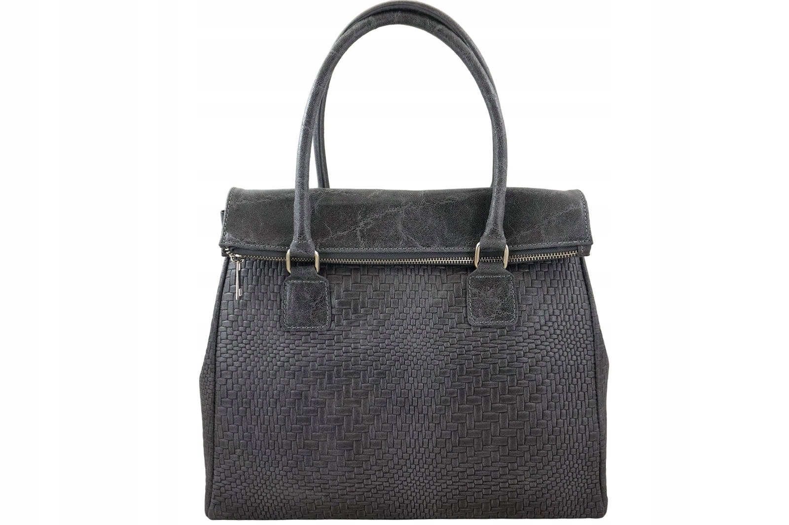 Elegantní kožená kabelka do práce Šedá