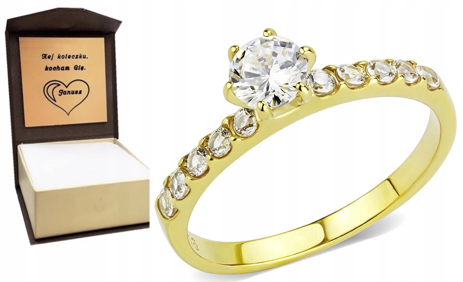 Zlatý zásnubní prstýnek Yes I Love You gravírování, velikost 11 316L