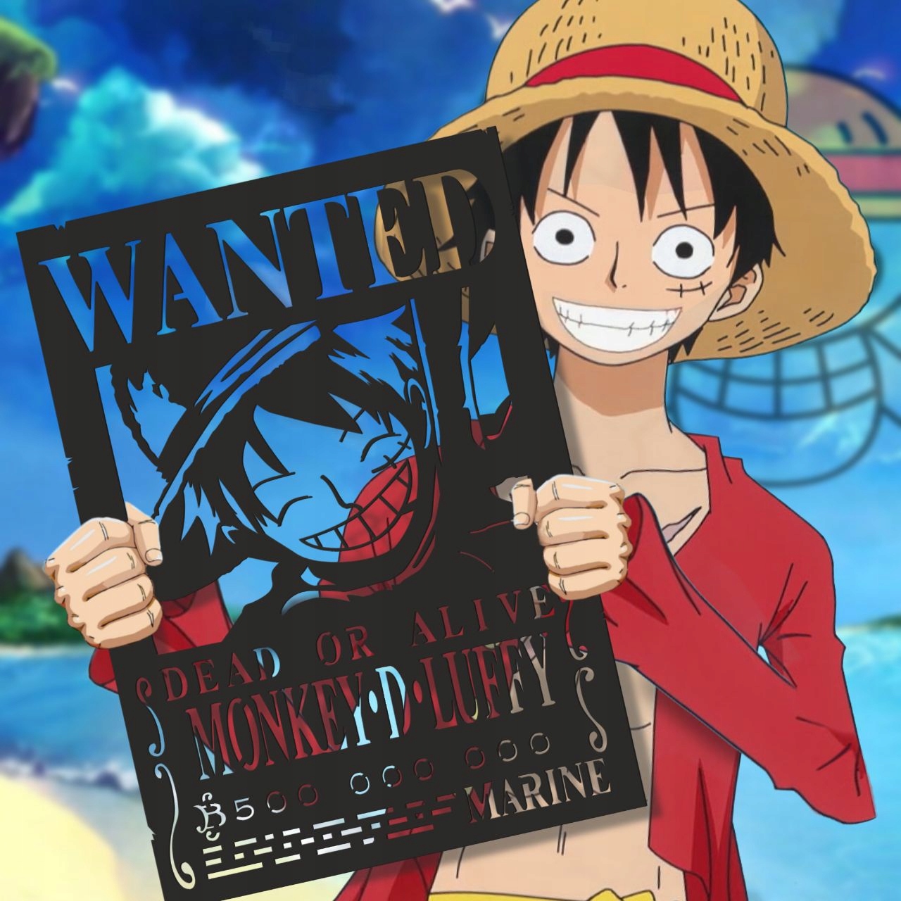 One Piece Dřevěný obraz Nástěnná dekorace Wanted