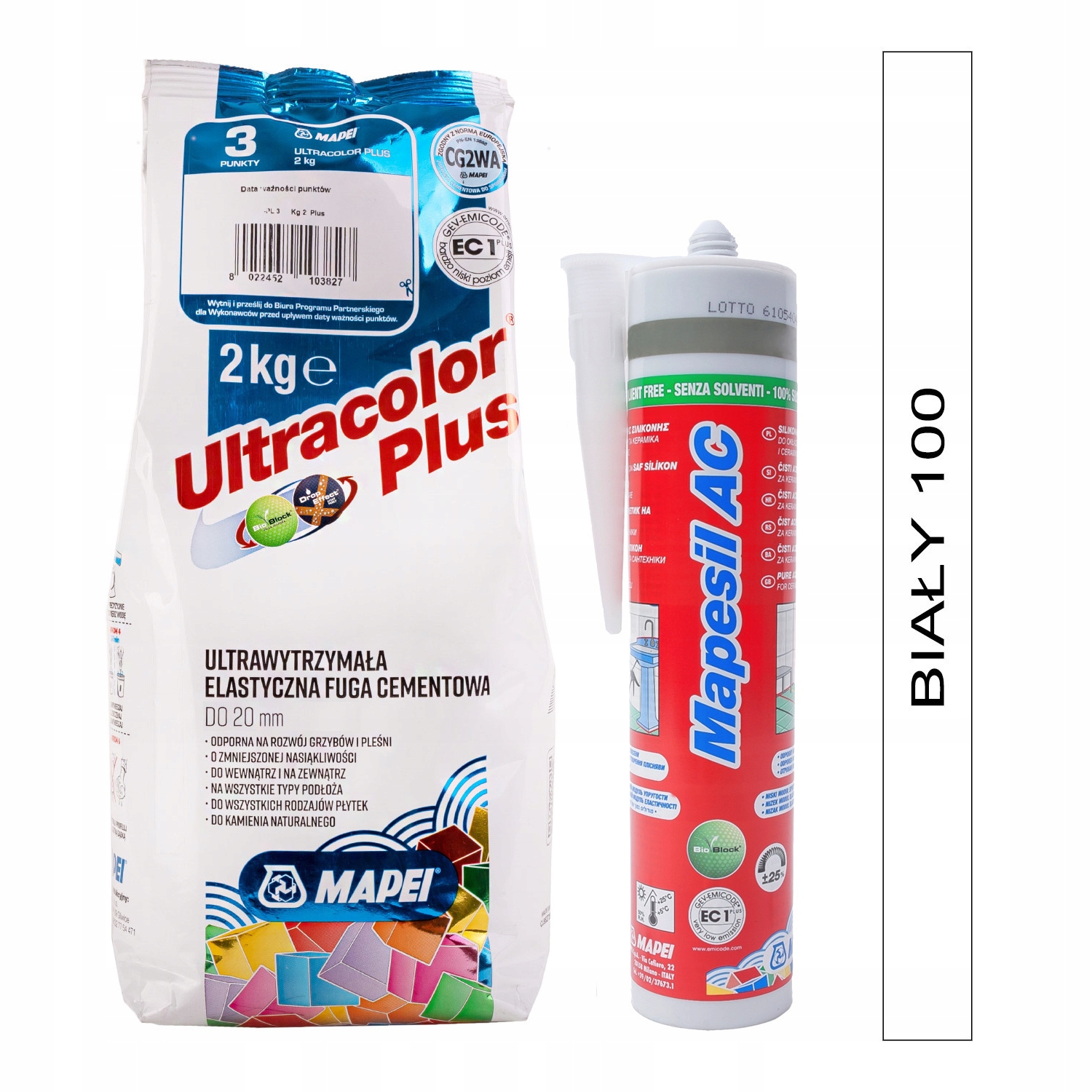 

Fuga Mapei Ultracolor 2 kg silikon biały 100